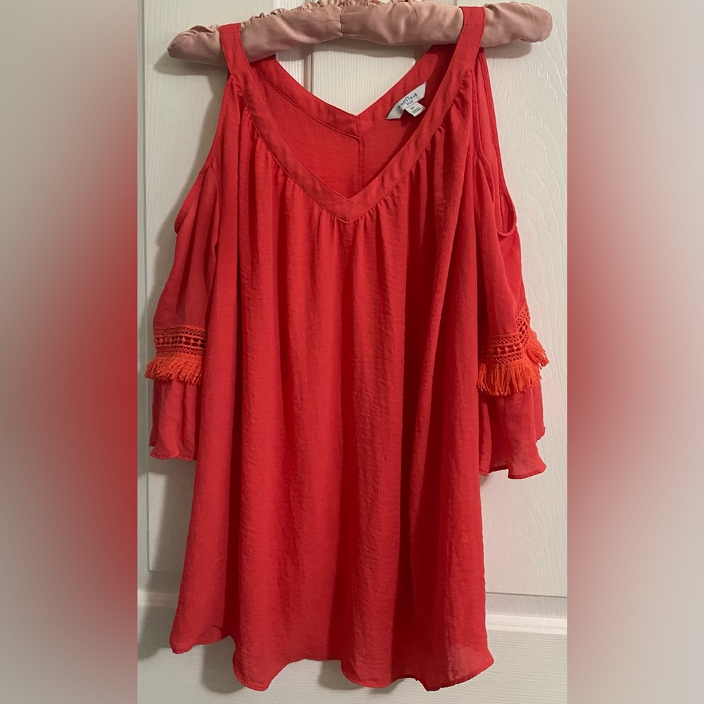 BOUTIQUE PLUS… Women's Reddish/Orange Cold Shoulder Top